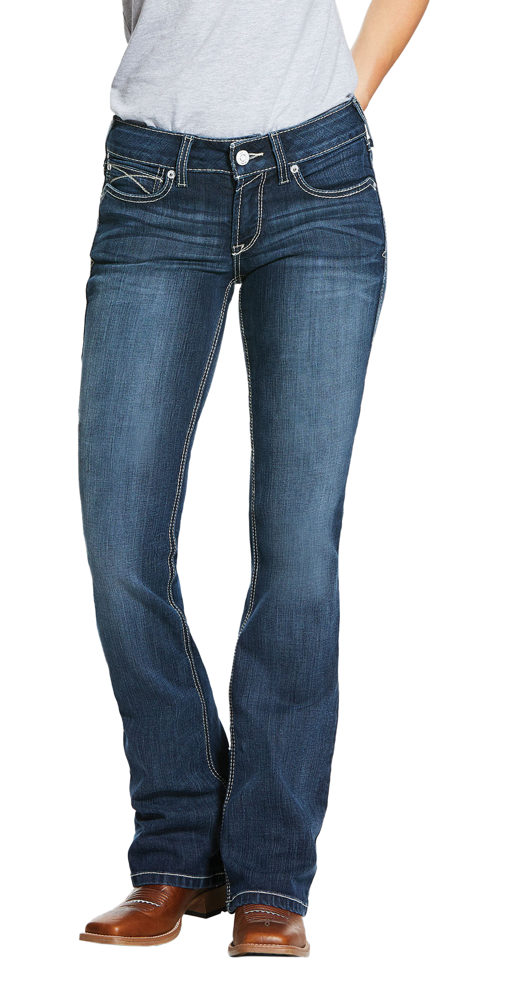 Ariat R.E.A.L. Mid-Rise Arrow Fit Stretch Shayla Boot-Cut Jeans for ...